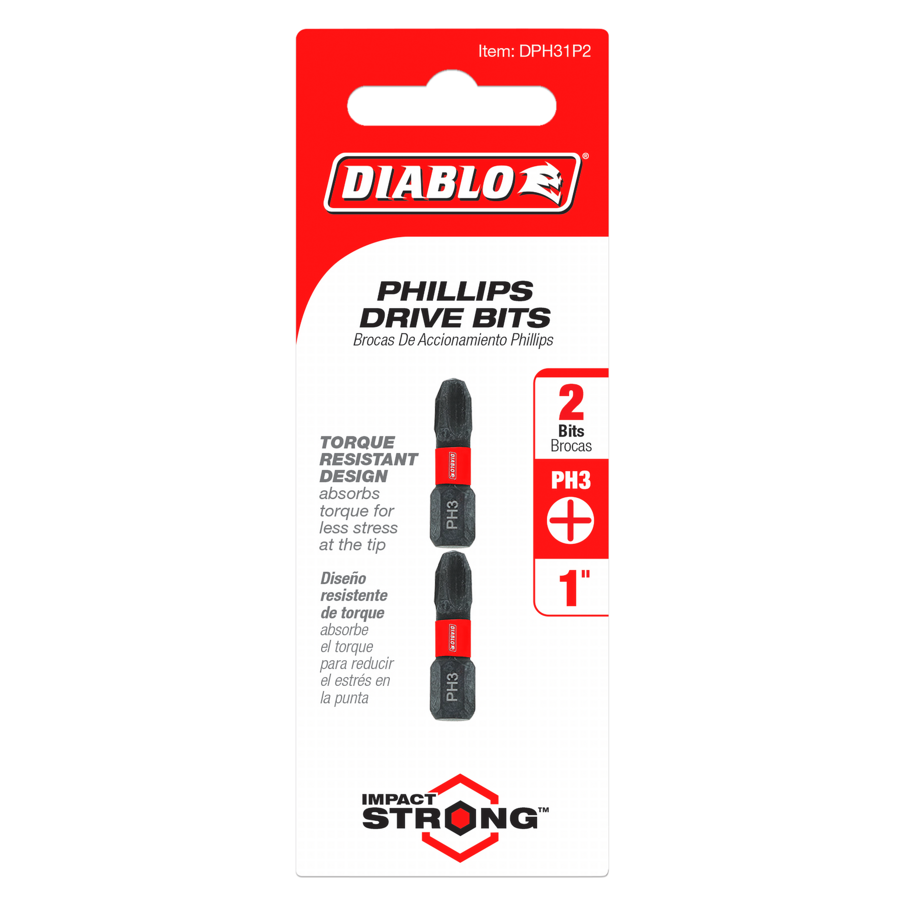 Freud Tools Diablo Phillips 2 In. L Driver Bit Set Black Oxide 3 Pc DPHV2-S3